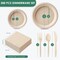 300-piece compostable paper plates set, featuring 10-inch eco-friendly plates made from sugarcane pulp. This heavy-duty disposable set includes utensils and napkins, perfect for parties, events, and gatherings, providing a sustainable solution for yo